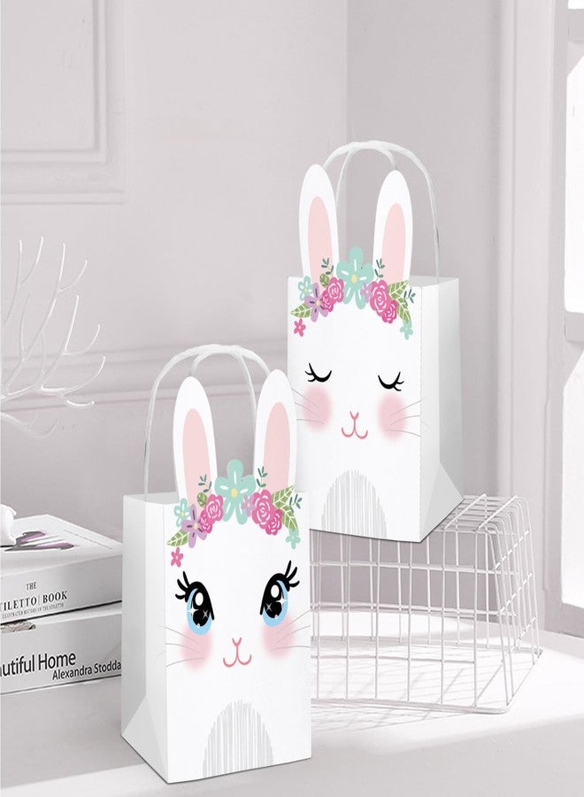 WEEPA 16 Pcs Happy Easter Bunny Paper Goodie Bags with Handles Cute Cartoon Rabbit Gift Bags for Easter Egg Hunt Party Favors - Image 5