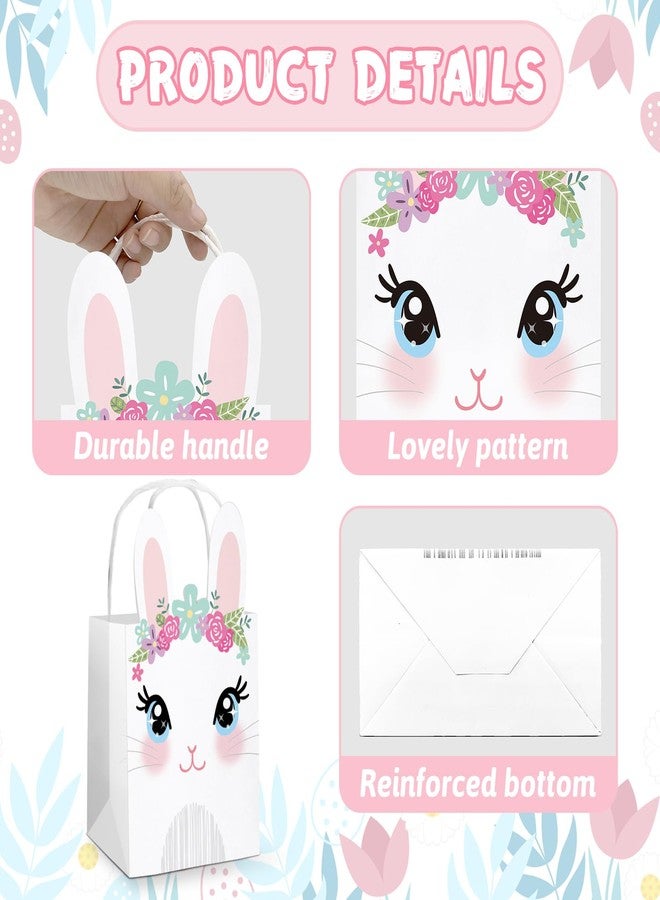 WEEPA 16 Pcs Happy Easter Bunny Paper Goodie Bags with Handles Cute Cartoon Rabbit Gift Bags for Easter Egg Hunt Party Favors - Image 3