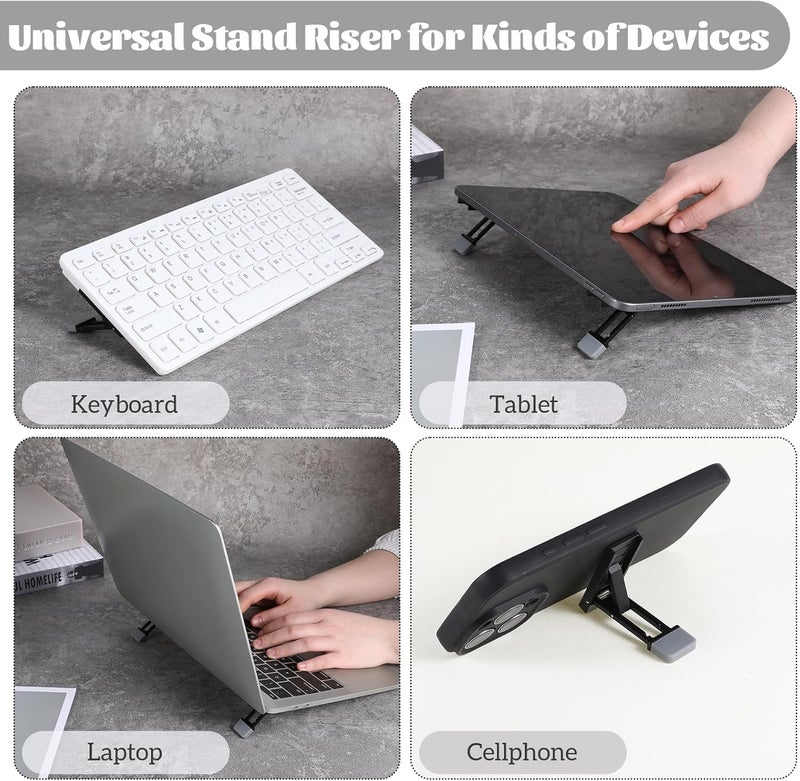 2 Pcs Portable Keyboard Riser with Adjustable Tilt Angles - Zinc Alloy Mini Laptop Stand (Black) - Image 2