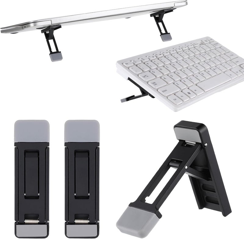2 Pcs Portable Keyboard Riser with Adjustable Tilt Angles - Zinc Alloy Mini Laptop Stand (Black) - Image 1