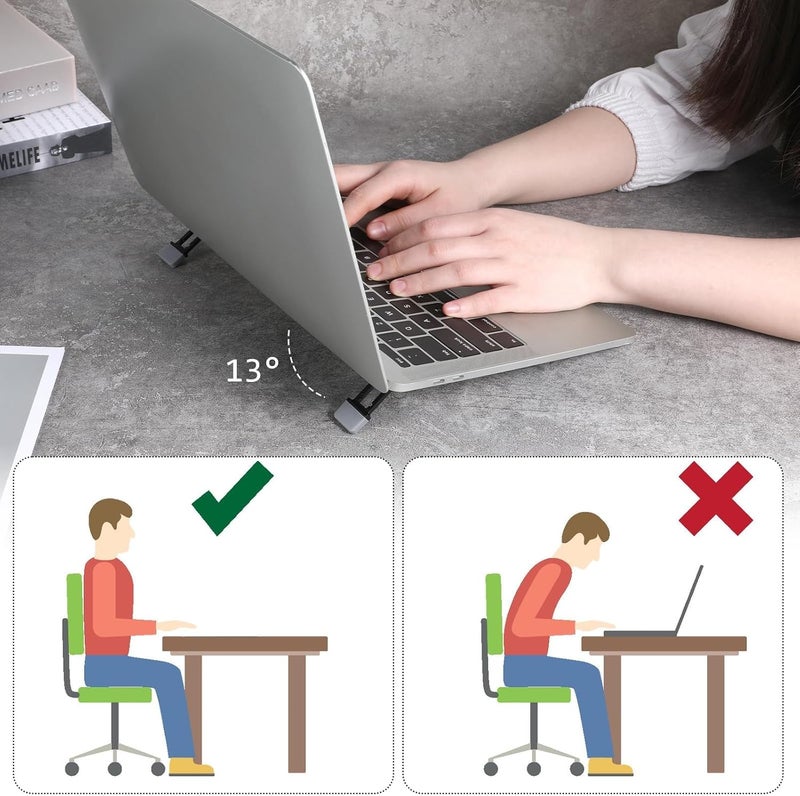 2 Pcs Portable Keyboard Riser with Adjustable Tilt Angles - Zinc Alloy Mini Laptop Stand (Black) - Image 3