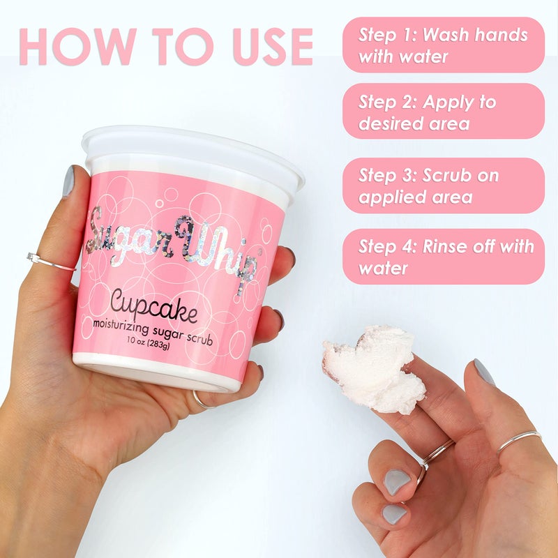 Primal Elements Sugar Scrub, Exfoliating Sugar Whip, Face and Body Cleanser, Moisturizer, Cupcake, 10 oz Package - Image 5