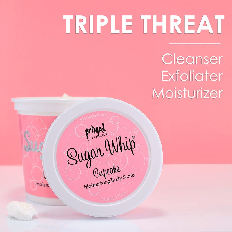 Primal Elements Sugar Scrub, Exfoliating Sugar Whip, Face and Body Cleanser, Moisturizer, Cupcake, 10 oz Package - Image 2