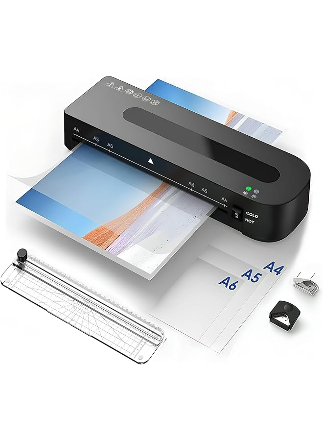 erorex Laminator A4 Laminator Machine With 15 Laminating Pouches 5 In 1 Thermal Laminator For Home Office School Use 9 Inch Max Width Quick Warm Up Paper Trimmer Corner Rounder Hole Puncher  - Image 1