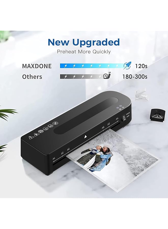 erorex Laminator A4 Laminator Machine With 15 Laminating Pouches 5 In 1 Thermal Laminator For Home Office School Use 9 Inch Max Width Quick Warm Up Paper Trimmer Corner Rounder Hole Puncher  - Image 2