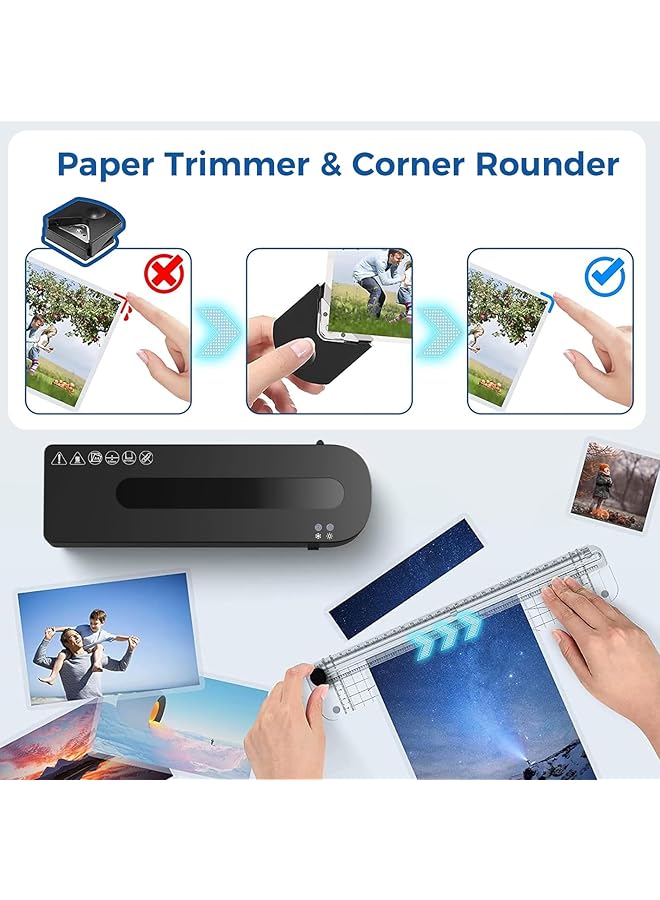 erorex Laminator A4 Laminator Machine With 15 Laminating Pouches 5 In 1 Thermal Laminator For Home Office School Use 9 Inch Max Width Quick Warm Up Paper Trimmer Corner Rounder Hole Puncher  - Image 4