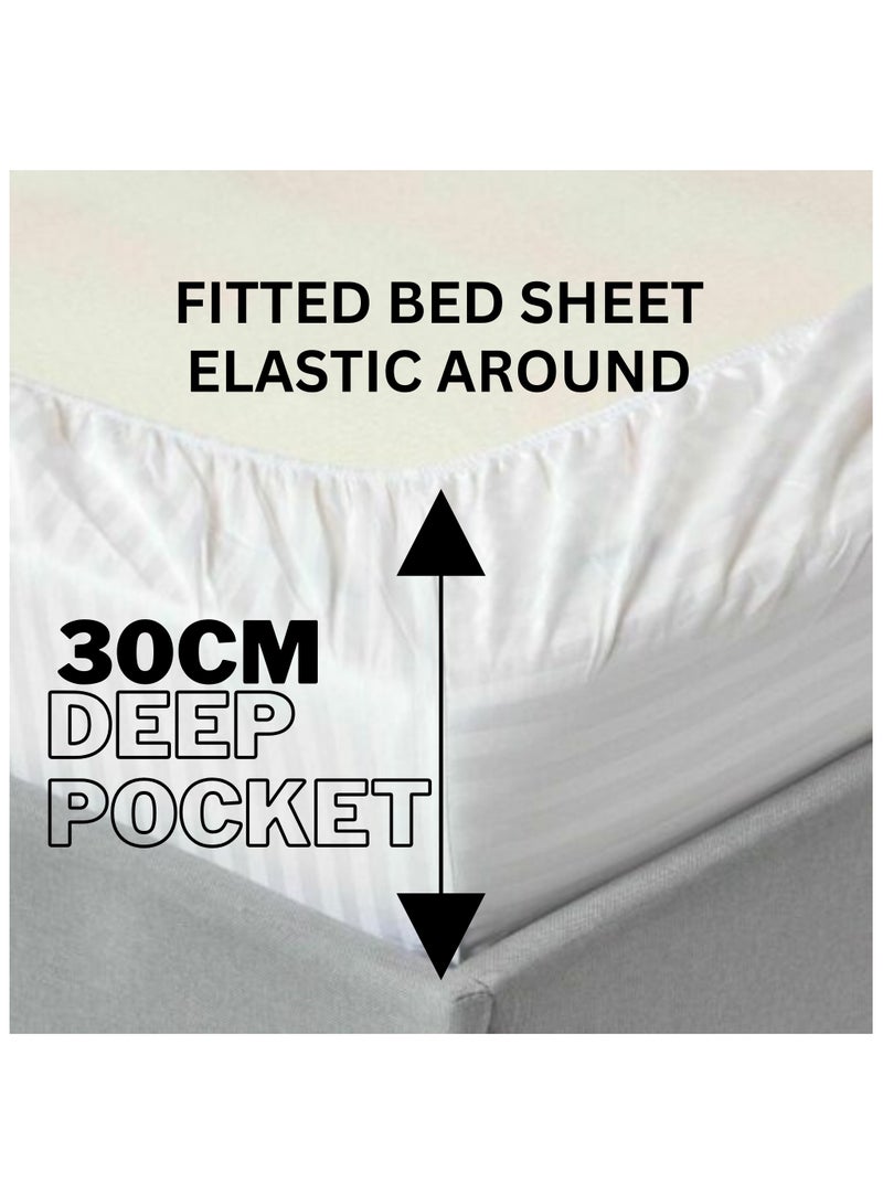 TW Premier TW Hotel Duvet Cover Stripe 220x240cm King Size 6 Pcs Set - 1 Duvet Cover 220x240cm (Without Filling) 1 Fitted Bed Sheet 200x200+30cm - 4 Pillow Cases 48x74+5cm - Quilt Cover Set - Image 4