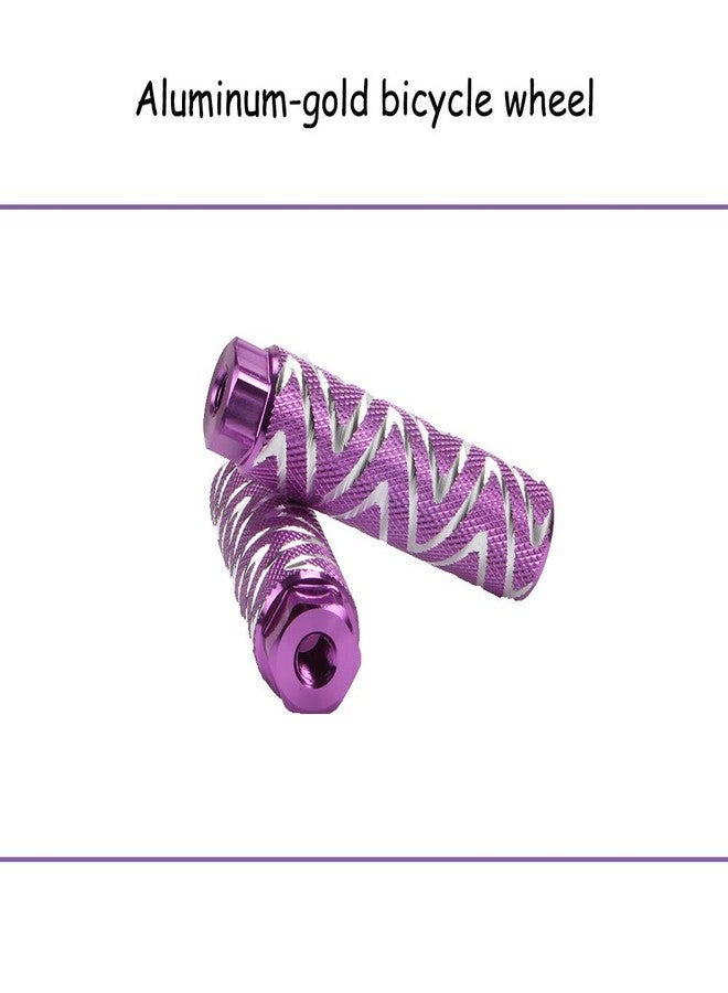 KOOBOOK 2Pcs Aluminum Alloy Bike Pedals Axle Foot Rest Pegs Bike Pegs BMX Pedals Rear Stunt Pegs Diameter 28mm Fit 3/8 inch Axles Purple - Image 5