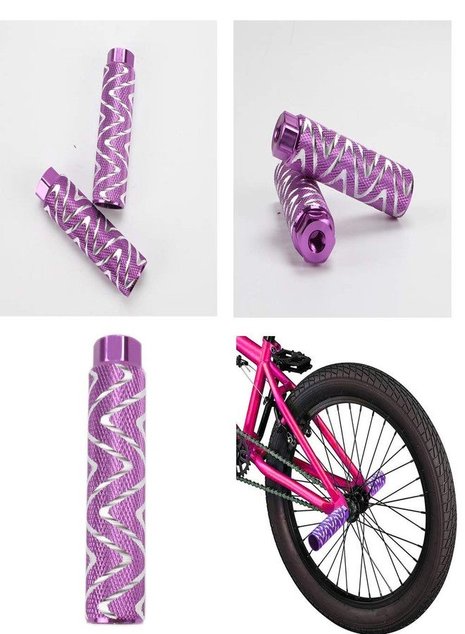 KOOBOOK 2Pcs Aluminum Alloy Bike Pedals Axle Foot Rest Pegs Bike Pegs BMX Pedals Rear Stunt Pegs Diameter 28mm Fit 3/8 inch Axles Purple - Image 4