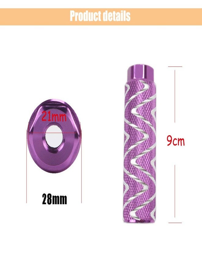 KOOBOOK 2Pcs Aluminum Alloy Bike Pedals Axle Foot Rest Pegs Bike Pegs BMX Pedals Rear Stunt Pegs Diameter 28mm Fit 3/8 inch Axles Purple - Image 2