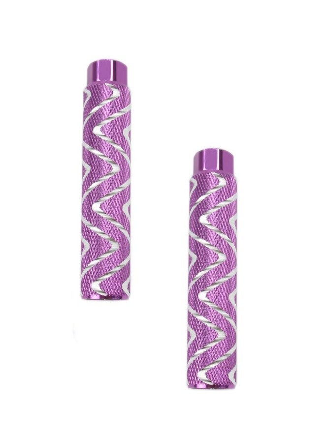 KOOBOOK 2Pcs Aluminum Alloy Bike Pedals Axle Foot Rest Pegs Bike Pegs BMX Pedals Rear Stunt Pegs Diameter 28mm Fit 3/8 inch Axles Purple - Image 1