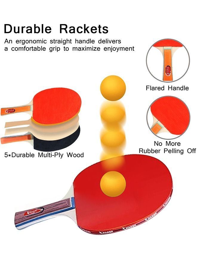 NIBEMINENT Ping Pong Paddle Set, Portable Table Tennis Set with Retractable Net, 2 Rackets, 6 Balls, Elastic Soft Shaft Equipment and Carry Bag for Children Adult Indoor/Outdoor Games - Image 4