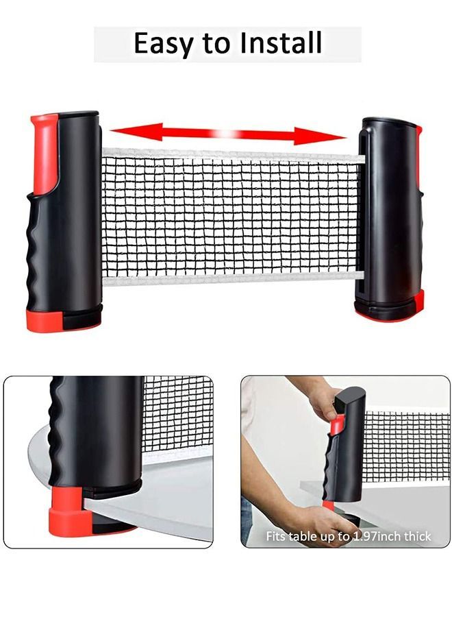 NIBEMINENT Ping Pong Paddle Set, Portable Table Tennis Set with Retractable Net, 2 Rackets, 6 Balls, Elastic Soft Shaft Equipment and Carry Bag for Children Adult Indoor/Outdoor Games - Image 2