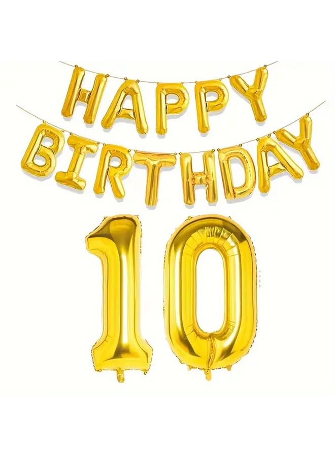 Golden Birthday Balloon Set With 32 Inch Number And 16 Inch Foil Balloons Style 10 - Image 4
