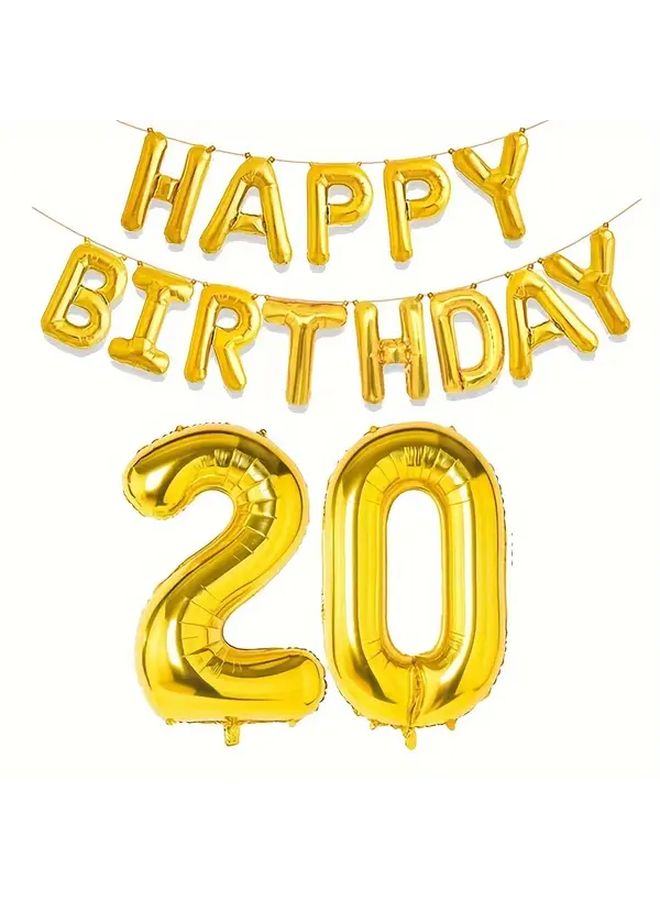 Golden Birthday Balloon Set With 32 Inch Number And 16 Inch Foil Balloons Style 10 - Image 3