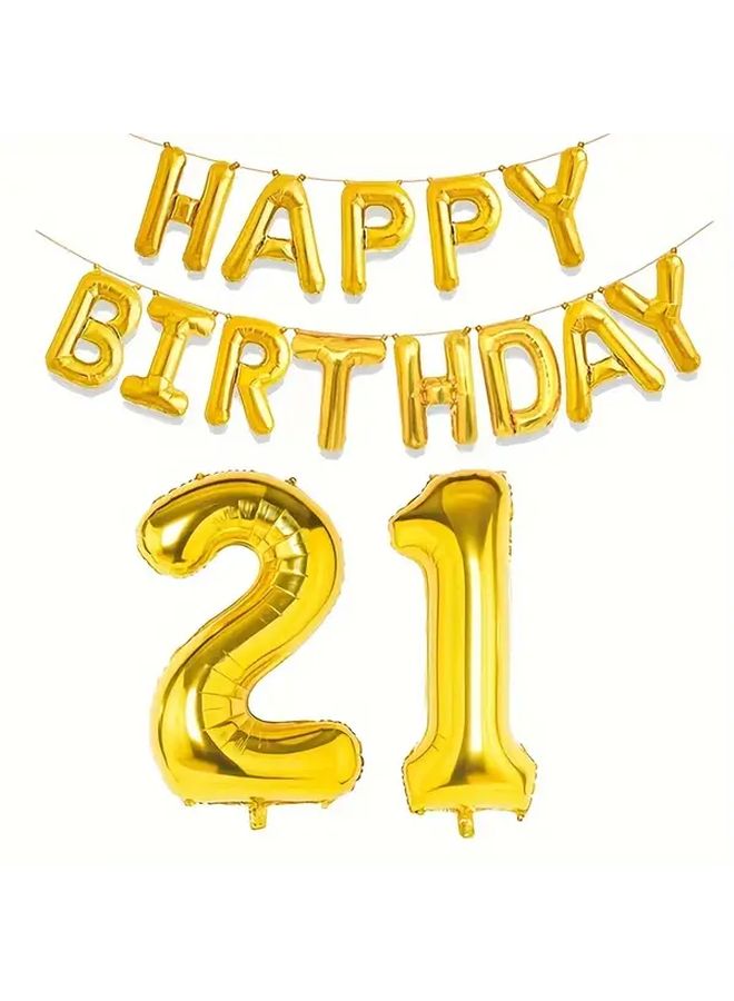 Golden Birthday Balloon Set With 32 Inch Number And 16 Inch Foil Balloons Style 10 - Image 5
