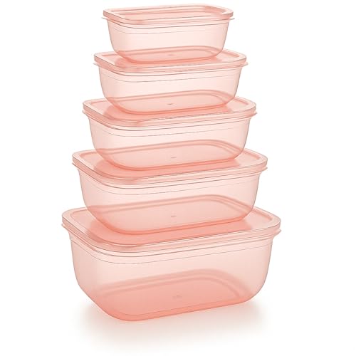 AVIROM® 5 Pcs BPA-Free Airtight Plastic Kitchen Storage Jar Set – Rectangle Canisters for Refrigerator & Pantry – Multicolor, Food Grade – (150 ml, 290 ml,580 ml,1700 ml,2700 ml Capacity) - Image 1