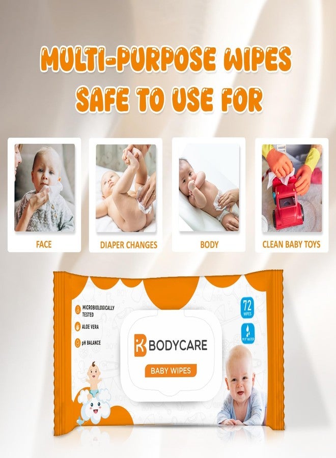 BODYCARE Unscented 99% Pure Water Baby Wipes with Lid |Natural Plant made cloth - Super thick Wet Wipes I 72 pcs/pack - (Pack of 4) - Image 5
