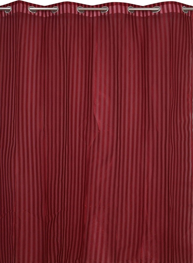 YUKANY Zig Zac Tissue Transparent Plain Net Sheer Door & Windows Grommets Curtains | Parda | Pack of 2 (Maroon Red, 4 x 5 ft) - Image 3