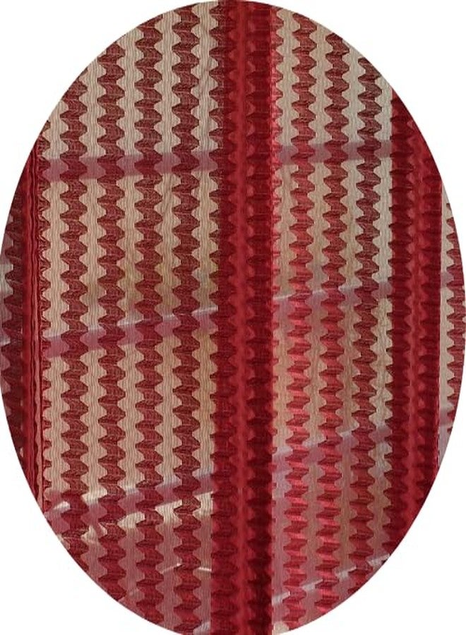 YUKANY Zig Zac Tissue Transparent Plain Net Sheer Door & Windows Grommets Curtains | Parda | Pack of 2 (Maroon Red, 4 x 5 ft) - Image 5