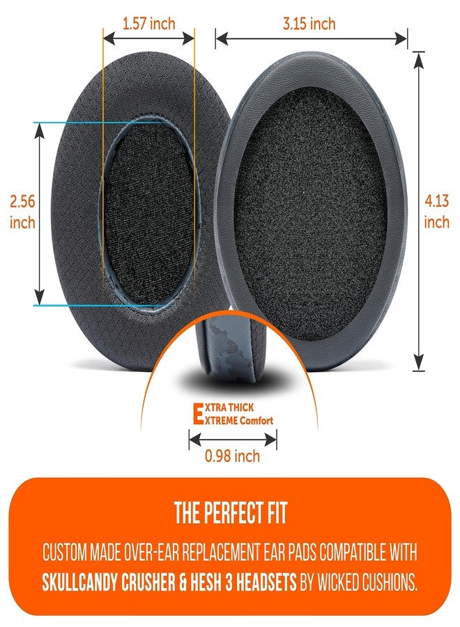 WC وسادات أذن جل تبريد WC Freeze Crusher - متوافقة مع سماعات Skullcandy Crusher، من Wicked Cushions - تناسب سماعات Skullcandy Crusher و Hesh 3، مصنوعة من إسفنج ميموري فوم ناعم، توفر برودة تدوم لفترة أطول | أسود مموه - Image 5