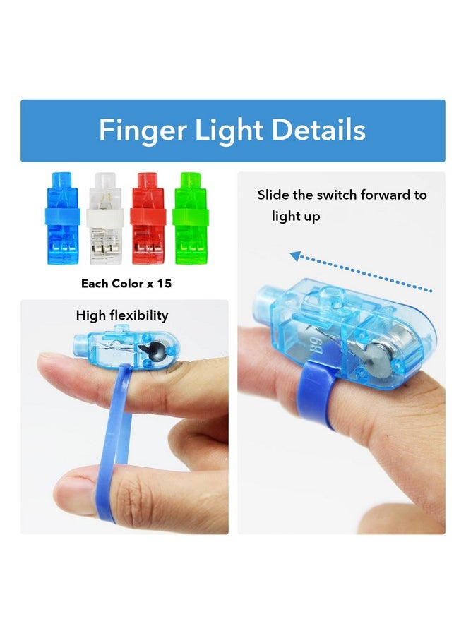 Elitecran - 60 Pcs Led Party Finger Lights Bright Finger Rave Lights Finger Ring Laser Lights For Kids Adults Rave Party Supplies Flash Rings Finger Light 4 Colors - Image 1