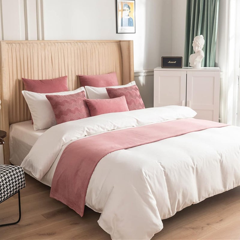 oiakus Solid Color Bed Scarf, Velvet Bed Runner, Modern Wave Pattern Bed Flag, Bed Scarf Runner Bedding Scarves Hotel Bedroom Reversible Double Use Bedding Bed Towel - Image 2