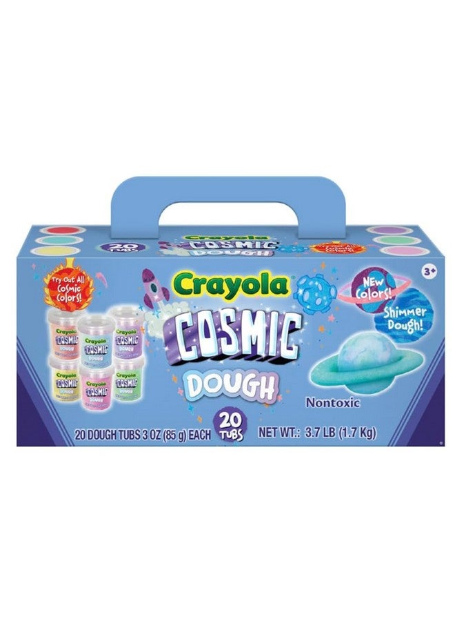 Crayola Dough - Cosmic Play Dough | Shimmer, Sparkle Special Effects with No Glitter Mess | 20 Tubs of 3oz Non-Toxic Modeling Compound in 6 Cosmic Colors | Fidget Toy, Party Favor, Classroom Rewards