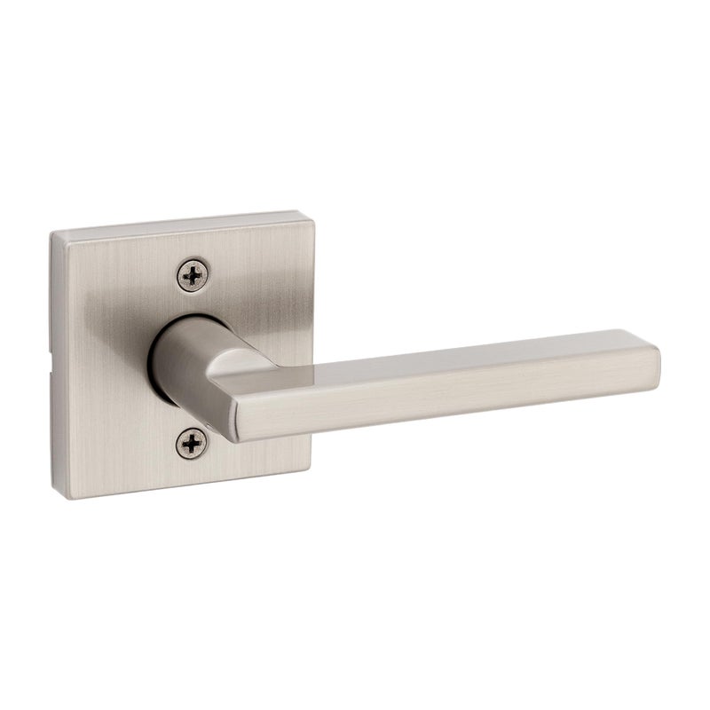 Kwikset Halifax Dummy Door Handle Single Sided Lever For Closets French Double Doors And Pantry Satin Nickel Non-Turning Reversible Interior Push/Pull Lever With Microban Protection - Image 1