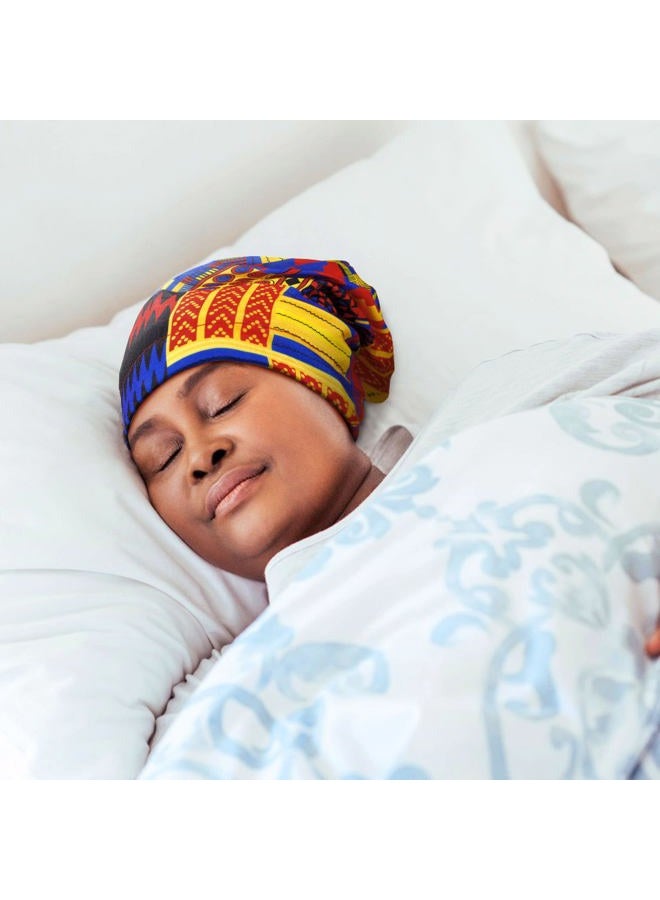 Sintege 6 Pcs Satin Lined Bonnet Sleep Cap for Women Men African Silk Soft Beanie Hair Sleep Wrap for Natural Curly Braids(Bright Patterns) - Image 5