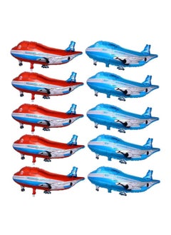 Y&D Airplane Shaped Aluminum Film Balloon, SYOSI 10Pcs Helicopter Balloons Flying Plane Shape For Kids Birthday Party Decoration (Red and Blue Plane)  - Image 1