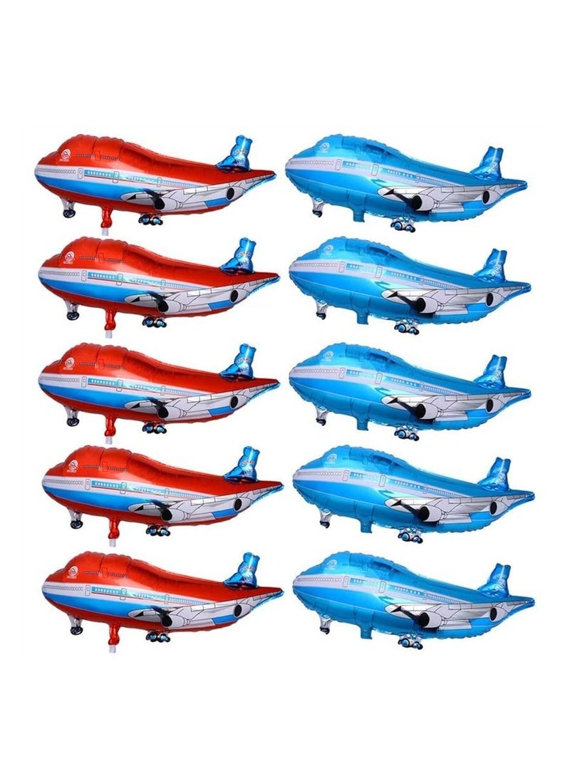 Y&D Airplane Shaped Aluminum Film Balloon, SYOSI 10Pcs Helicopter Balloons Flying Plane Shape For Kids Birthday Party Decoration (Red and Blue Plane)  - Image 1