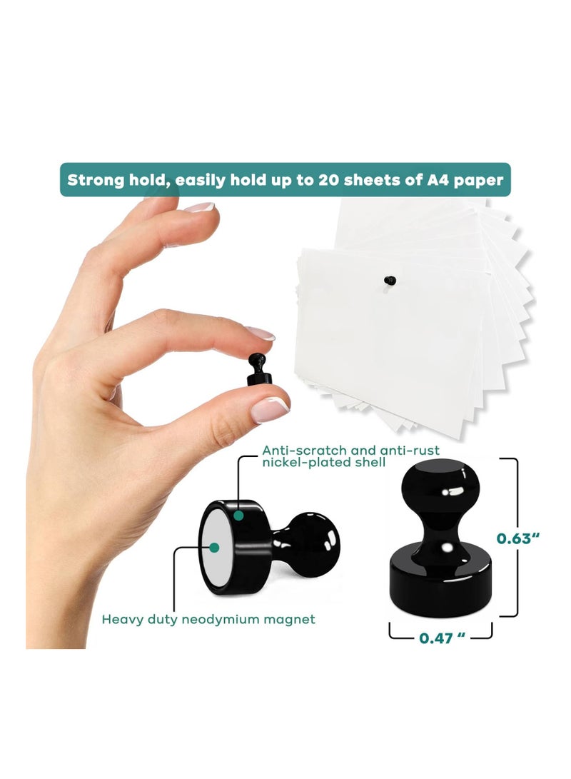 Generic 12pcs Heavy Duty Metal Magnetic Push Pins - Strong Thumb Tacks for Fridge, Whiteboard, Office & Kitchen (Black) - Perfect for Magnet Board & Maps  - Image 2