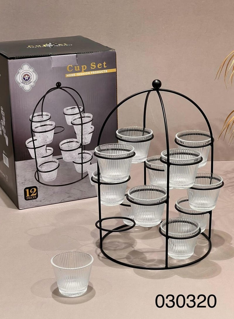 طقم فناجين قهوة مع حامل فناجين بتصميم جديد ١٢ قطعة
