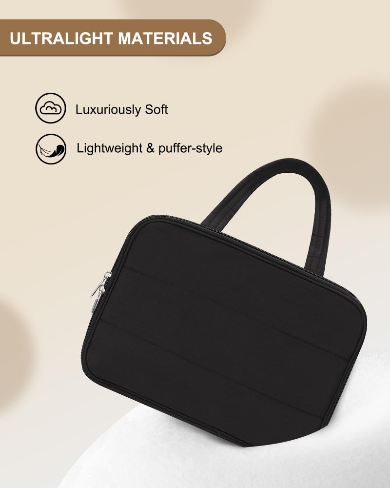 WGEAR Travel Toiletry Bag for Women - Large Wide-open Makeup Bag with Compartments, Lightweight Cosmetic Bag with Adjustable Dividers, Puffy Visible Toiletry Organizer for Fulll-Sized Container - Image 4