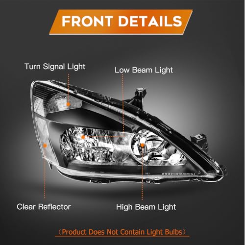 LBRST Headlight Assembly Compatible with for Honda for Accord 2003-2007 Bulbs Not Included HO2502120 HO2503120 33151SDAA01 33101SDAA01 - Image 3