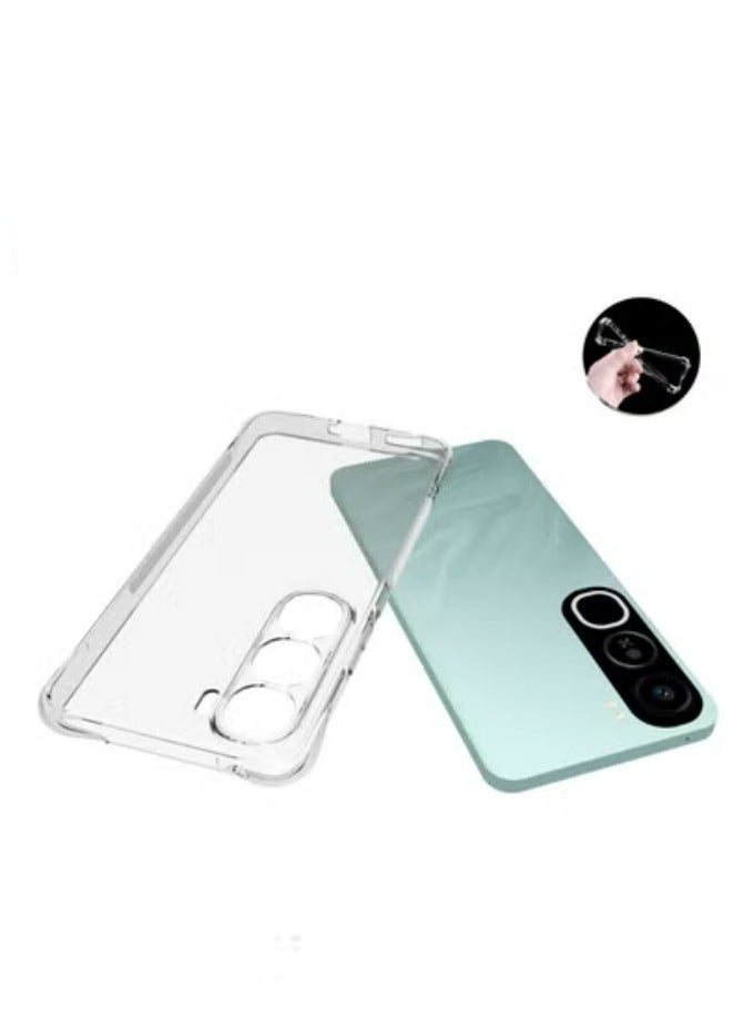 2 in 1 vivo V40 Lite 5G Phone Case Cover & Screen Protector - Shockproof Clear Slim TPU Protective Phone Cover & Full Coverage Delicate Touch Tempered Glass Screen Protector for vivo V40 Lite 5G Clear - Image 3