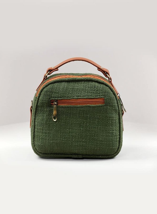 BHASTRA Ready To Go Sling Bag - Green|Handloom Woven Cotton And Vegan Leather|Bag for Women - Girls Travel Crossbody Bags with Adjustable Strap | Ladies Shoulder Purse |Ideal For Gifting - Image 4