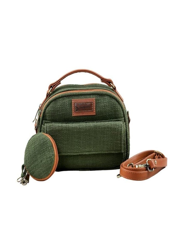 BHASTRA Ready To Go Sling Bag - Green|Handloom Woven Cotton And Vegan Leather|Bag for Women - Girls Travel Crossbody Bags with Adjustable Strap | Ladies Shoulder Purse |Ideal For Gifting - Image 2
