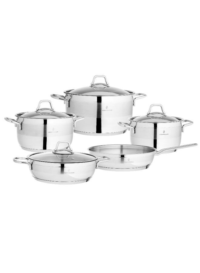 سوفرام طقم قدور سوفرام ستانلس استيل تركي عالي الجودة عدد 9 قطع - Image 2