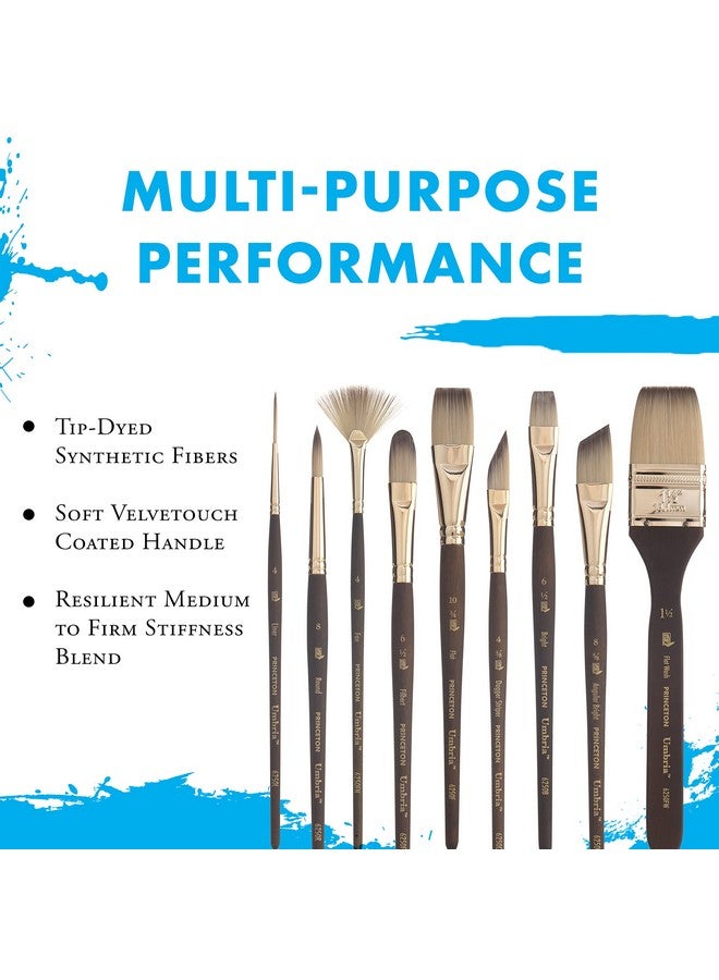 Princeton Umbria Short Handle Synthetic Paint Brush For Watercolor, Acrylic And Oil, Series 6250, Dagger Striper, 6  - Image 5