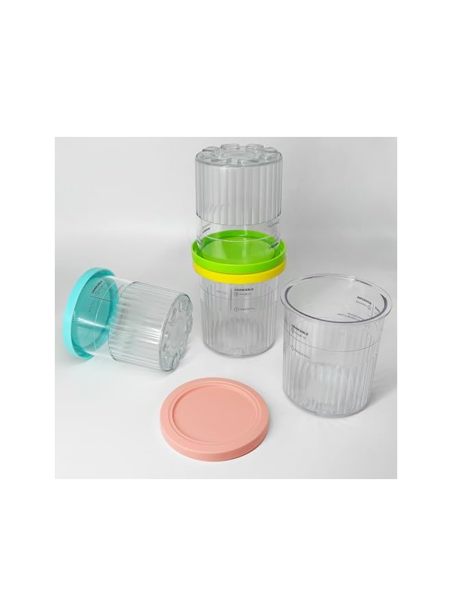 Green Tiger عبوات نينجا كريمي ديلوكس 4 عبوة مع أغطية ملونة، حاويات بديلة لآلة صنع الآيس كريم نينجا كريمي NC501UK NC501 NC500، خالية من الإخطاء وآمنة في غسالة الصحون (أزرق/وردي/ليموني/أصفر) - Image 4