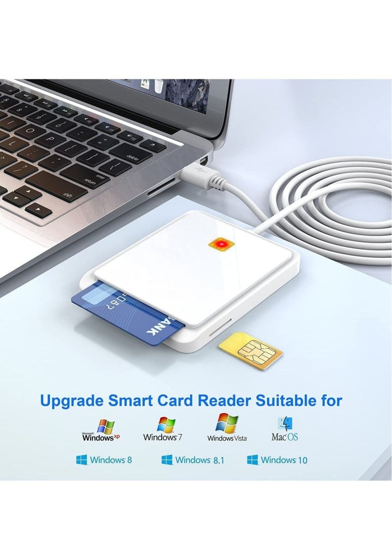 Captaintech Smart Card SIM Card Smart Card Reader Dual Card Slot Design USB 2.0 Contact Hot-Plug Smart Card Reader Portable Military CAC Card Reader DOD Military USB Common Access Card Reader - Image 3