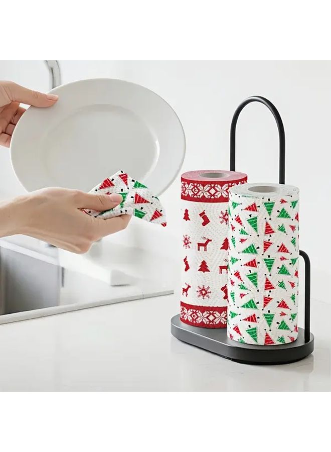 Christmas Tree Disposable Kitchen Paper Towels Thickened Three Layer Roll Paper Washable Wet And Dry Dual Purpose Household Cleaning Cloth Non Stick Oil Removal Cloth Lazy Cloth Drying Cloth Christmas Home Cleaning Supplies - Image 4
