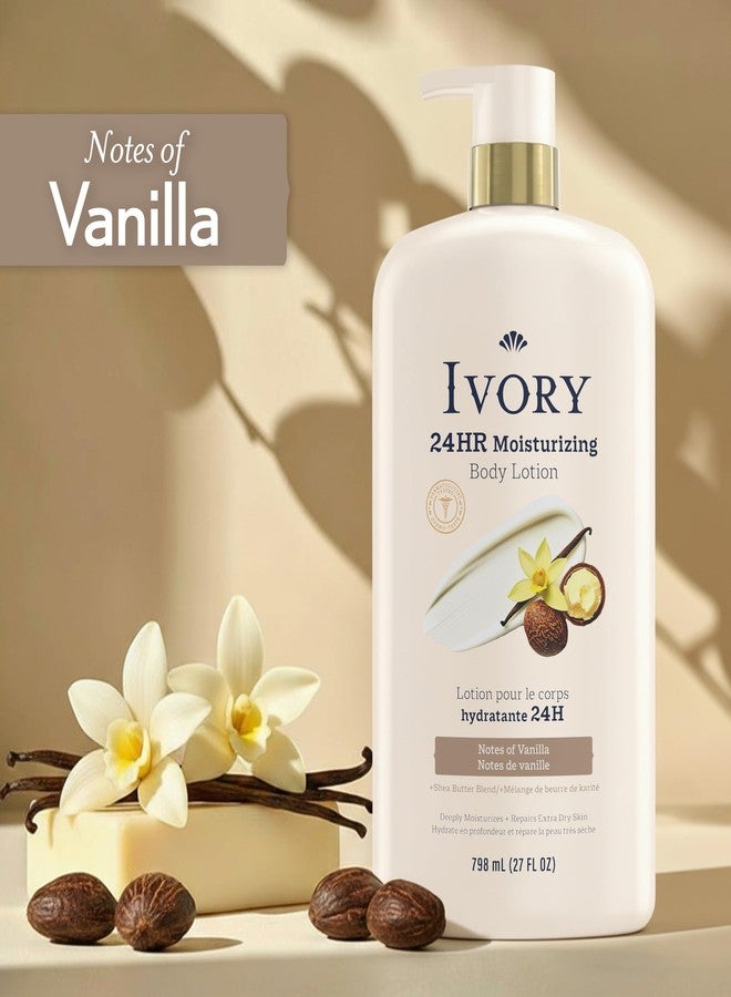 Ivory Hand & Body Lotion, 24hr Moisturizing, Repairs Extra Dry Skin, All Day Hydration, Lightweight Formula, Absorbs Instantly, Perfect for Daily Use, Shea Butter Blend, Vanilla Scent, 27 fl oz - Image 4