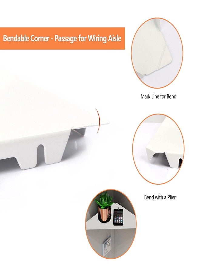 evron Corner Mounting Shelf,Easy to Install Wall Corner Shelf,Aluminum Material Shelves with Bendable Point,Set of 2 (White) - Image 2