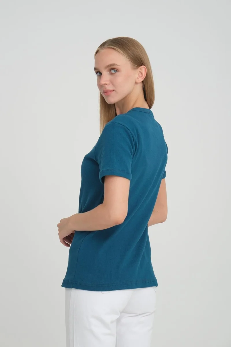 الكسندر جاردي Alexandergardı Ribbed V-Neck Comfort Fit T-Shirt (E24-74602)