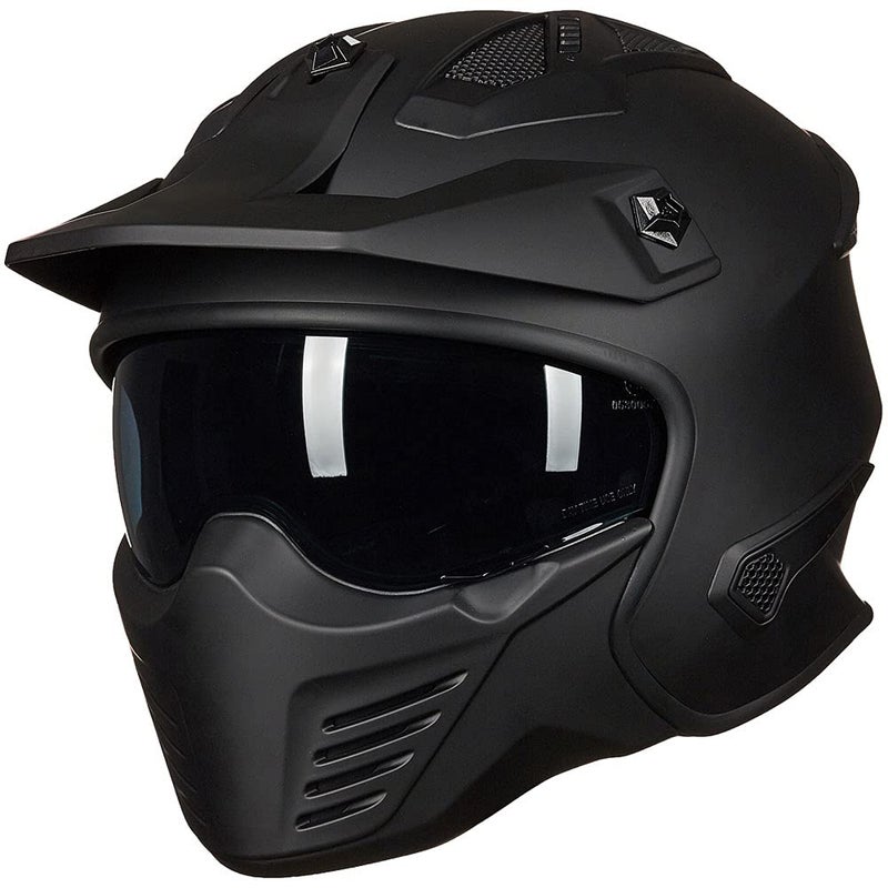 ILM Open Face Motorcycle 3/4 Half Helmet for Dirt Bike Moped ATV UTV Motocross Cruiser Scooter DOT Model 726X (Matte Black,L) - Image 1