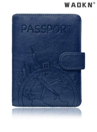 Elegant Women's RFID Anti-Theft Passport Holder with Powerful Magnetic Closure, Multi-functional Compartments and High-Quality Leather Travel Document Cover(Blue) - pzsku/Z19CC0D87554D73DF668FZ/45/_/1731744542/c118a2d6-afa8-43db-be9f-3a6efc72eb43