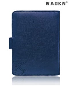 WAOKN Elegant Women's RFID Anti-Theft Passport Holder with Powerful Magnetic Closure, Multi-functional Compartments and High-Quality Leather Travel Document Cover(Blue)  - Image 3